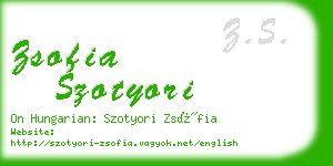 zsofia szotyori business card